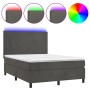 Cama box spring colchón y LED terciopelo gris oscuro 140x190 cm de vidaXL, Camas y somieres - Ref: Foro24-3136000, Precio: 50...