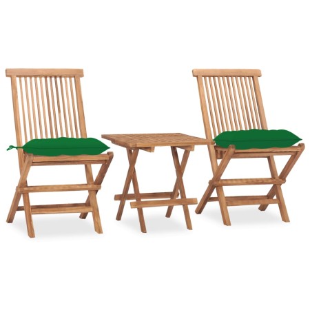 Set comedor de jardín plegable 3 piezas madera de teca cojines en Conjuntos de jardín | Comprar online en Foru.es