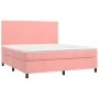 Cama box spring colchón y LED terciopelo rosa 180x200 cm de vidaXL, Camas y somieres - Ref: Foro24-3136022, Precio: 553,97 €,...