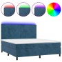 Cama box spring colchón y LED terciopelo azul oscuro 160x200 cm de vidaXL, Camas y somieres - Ref: Foro24-3136015, Precio: 55...