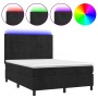 Cama box spring colchón y LED terciopelo negro 140x190 cm de vidaXL, Camas y somieres - Ref: Foro24-3136121, Precio: 457,53 €...