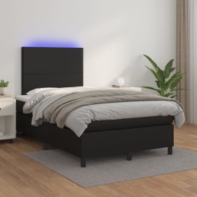 Cama box spring colchón y LED cuero sintético negro 120x200 cm de vidaXL, Camas y somieres - Ref: Foro24-3135813, Precio: 405...