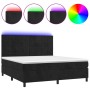 Cama box spring colchón y LED terciopelo negro 180x200 cm de vidaXL, Camas y somieres - Ref: Foro24-3136139, Precio: 602,63 €...