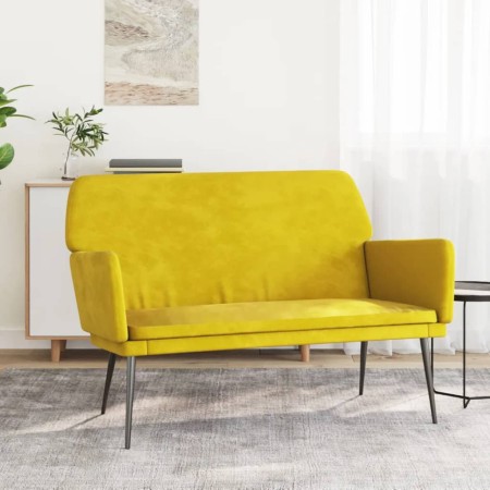 Banco de terciopelo amarillo 108x79x79 cm en Bancos | Comprar online en Foru.es