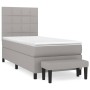 Cama box spring con colchón tela gris claro 100x200 cm de vidaXL, Camas y somieres - Ref: Foro24-3136573, Precio: 368,29 €, D...