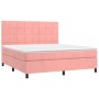 Cama box spring colchón y LED terciopelo rosa 180x200 cm de vidaXL, Camas y somieres - Ref: Foro24-3136142, Precio: 555,50 €,...
