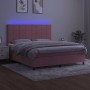 Cama box spring colchón y LED terciopelo rosa 180x200 cm de vidaXL, Camas y somieres - Ref: Foro24-3136142, Precio: 555,50 €,...