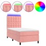 Cama box spring colchón y LED terciopelo rosa 100x200 cm de vidaXL, Camas y somieres - Ref: Foro24-3136352, Precio: 339,48 €,...