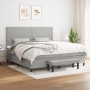 Cama box spring con colchón tela gris claro 200x200 cm de vidaXL, Camas y somieres - Ref: Foro24-3136621, Precio: 787,14 €, D...