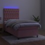 Cama box spring colchón y LED terciopelo rosa 100x200 cm de vidaXL, Camas y somieres - Ref: Foro24-3136292, Precio: 365,77 €,...