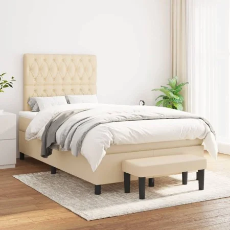 Cama box spring con colchón tela color crema 120x200 cm de vidaXL, Camas y somieres - Ref: Foro24-3136826, Precio: 464,13 €, ...