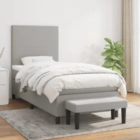 Cama box spring con colchón tela gris claro 90x200 cm de vidaXL, Camas y somieres - Ref: Foro24-3136405, Precio: 347,58 €, De...