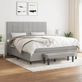 Cama box spring con colchón tela gris claro 180x200 cm de vidaXL, Camas y somieres - Ref: Foro24-3136613, Precio: 619,87 €, D...