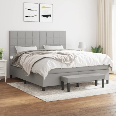 Cama box spring con colchón tela gris claro 180x200 cm de vidaXL, Camas y somieres - Ref: Foro24-3136613, Precio: 632,64 €, D...