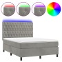 Cama box spring colchón y LED terciopelo gris claro 140x190 cm de vidaXL, Camas y somieres - Ref: Foro24-3136299, Precio: 558...
