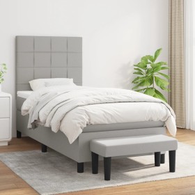 Cama box spring con colchón tela gris claro 90x200 cm de vidaXL, Camas y somieres - Ref: Foro24-3136565, Precio: 370,54 €, De...