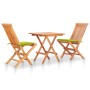 Set de bistró 3 pzs cojines verde brillante madera maciza teca en Conjuntos de jardín | Comprar online en Foru.es