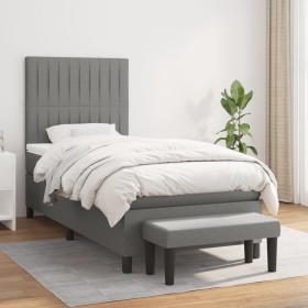 Cama box spring con colchón tela gris oscuro 90x200 cm de vidaXL, Camas y somieres - Ref: Foro24-3136726, Precio: 400,11 €, D...