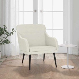 Sillón de terciopelo color crema 63x76x80 cm en Sillones | Comprar online en Foru.es