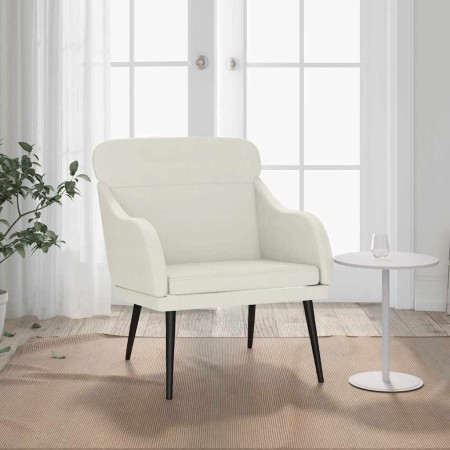 Sillón de terciopelo color crema 63x76x80 cm en Sillones | Comprar online en Foru.es