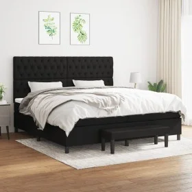 Box spring bed with black fabric mattress 200x200 cm by vidaXL, Beds and slatted bases - Ref: Foro24-3136863, Price: 776,41 €...