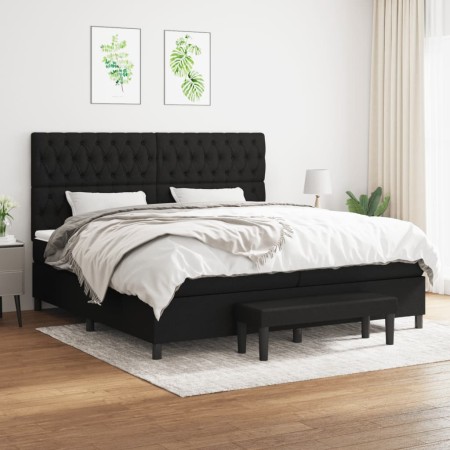 Cama box spring con colchón tela negro 200x200 cm de vidaXL, Camas y somieres - Ref: Foro24-3136863, Precio: 776,84 €, Descue...