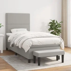 Boxspringbett mit hellgrauer Stoffmatratze 100x200 cm von vidaXL, Betten und Lattenroste - Ref: Foro24-3136493, Preis: 355,78...