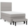 Cama box spring con colchón tela gris claro 100x200 cm de vidaXL, Camas y somieres - Ref: Foro24-3136493, Precio: 358,52 €, D...