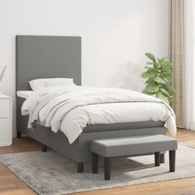Box spring bed with dark gray fabric mattress 90x190 cm by vidaXL, Beds and slatted bases - Ref: Foro24-3136398, Price: 354,1...