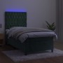Cama box spring colchón y LED terciopelo verde oscuro 100x200cm de vidaXL, Camas y somieres - Ref: Foro24-3136290, Precio: 37...