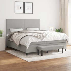 Cama box spring con colchón tela gris claro 180x200 cm de vidaXL, Camas y somieres - Ref: Foro24-3136453, Precio: 632,03 €, D...