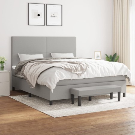 Cama box spring con colchón tela gris claro 180x200 cm de vidaXL, Camas y somieres - Ref: Foro24-3136453, Precio: 632,03 €, D...