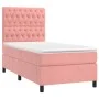 Box spring bed with mattress and LED pink velvet 90x190 cm by vidaXL, Beds and slatted bases - Ref: Foro24-3136280, Price: 35...