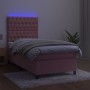Cama box spring colchón y LED terciopelo rosa 90x190 cm de vidaXL, Camas y somieres - Ref: Foro24-3136280, Precio: 347,73 €, ...
