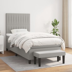 Cama box spring con colchón tela gris claro 90x200 cm de vidaXL, Camas y somieres - Ref: Foro24-3136725, Precio: 369,51 €, De...