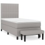 Cama box spring con colchón tela gris claro 90x200 cm de vidaXL, Camas y somieres - Ref: Foro24-3136725, Precio: 369,51 €, De...