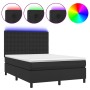 Cama box spring colchón y LED cuero sintético negro 140x190 cm de vidaXL, Camas y somieres - Ref: Foro24-3135939, Precio: 529...