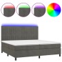 Cama box spring colchón y LED terciopelo gris oscuro 200x200 cm de vidaXL, Camas y somieres - Ref: Foro24-3136264, Precio: 62...