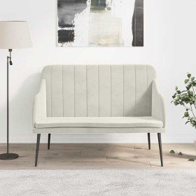 Banco de terciopelo color crema 110x76x80 cm en Bancos | Comprar online en Foru.es