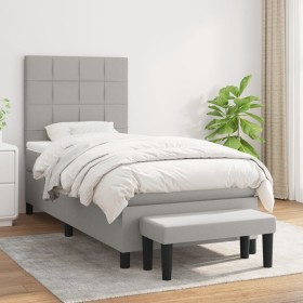 Cama box spring con colchón tela gris claro 90x190 cm de vidaXL, Camas y somieres - Ref: Foro24-3136557, Precio: 341,96 €, De...