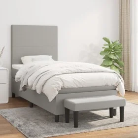 Cama box spring con colchón tela gris claro 90x190 cm de vidaXL, Camas y somieres - Ref: Foro24-3136397, Precio: 339,01 €, De...