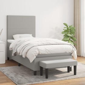 Cama box spring con colchón tela gris claro 90x190 cm de vidaXL, Camas y somieres - Ref: Foro24-3136397, Precio: 341,68 €, De...