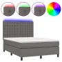 Boxspringbett mit Matratze und LED-grauem Kunstleder 140x200 cm von vidaXL, Betten und Lattenroste - Ref: Foro24-3135949, Pre...