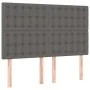 Box spring bed with mattress and LED gray synthetic leather 140x200 cm by vidaXL, Beds and slatted bases - Ref: Foro24-313594...