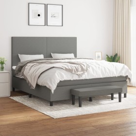 Cama box spring con colchón tela gris oscuro 160x200 cm de vidaXL, Camas y somieres - Ref: Foro24-3136446, Precio: 614,01 €, ...