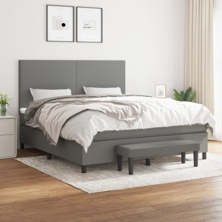 Cama box spring con colchón tela gris oscuro 160x200 cm de vidaXL, Camas y somieres - Ref: Foro24-3136446, Precio: 614,01 €, ...