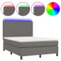 Cama box spring colchón y LED cuero sintético gris 140x190 cm de vidaXL, Camas y somieres - Ref: Foro24-3135823, Precio: 518,...