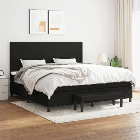 Box spring bed with black fabric mattress 200x200 cm by vidaXL, Beds and slatted bases - Ref: Foro24-3136463, Price: 741,16 €...