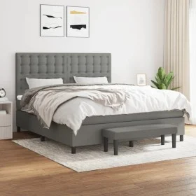 Cama box spring con colchón tela gris oscuro 180x200 cm de vidaXL, Camas y somieres - Ref: Foro24-3136934, Precio: 690,58 €, ...