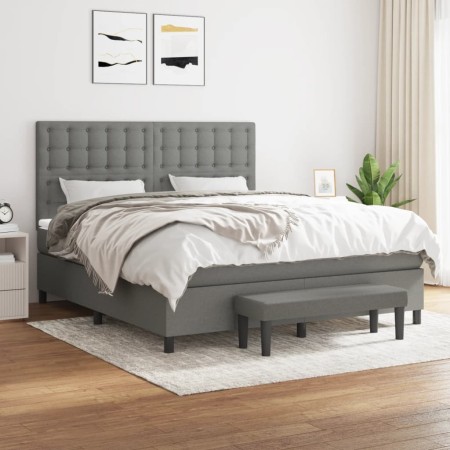 Cama box spring con colchón tela gris oscuro 180x200 cm de vidaXL, Camas y somieres - Ref: Foro24-3136934, Precio: 704,86 €, ...